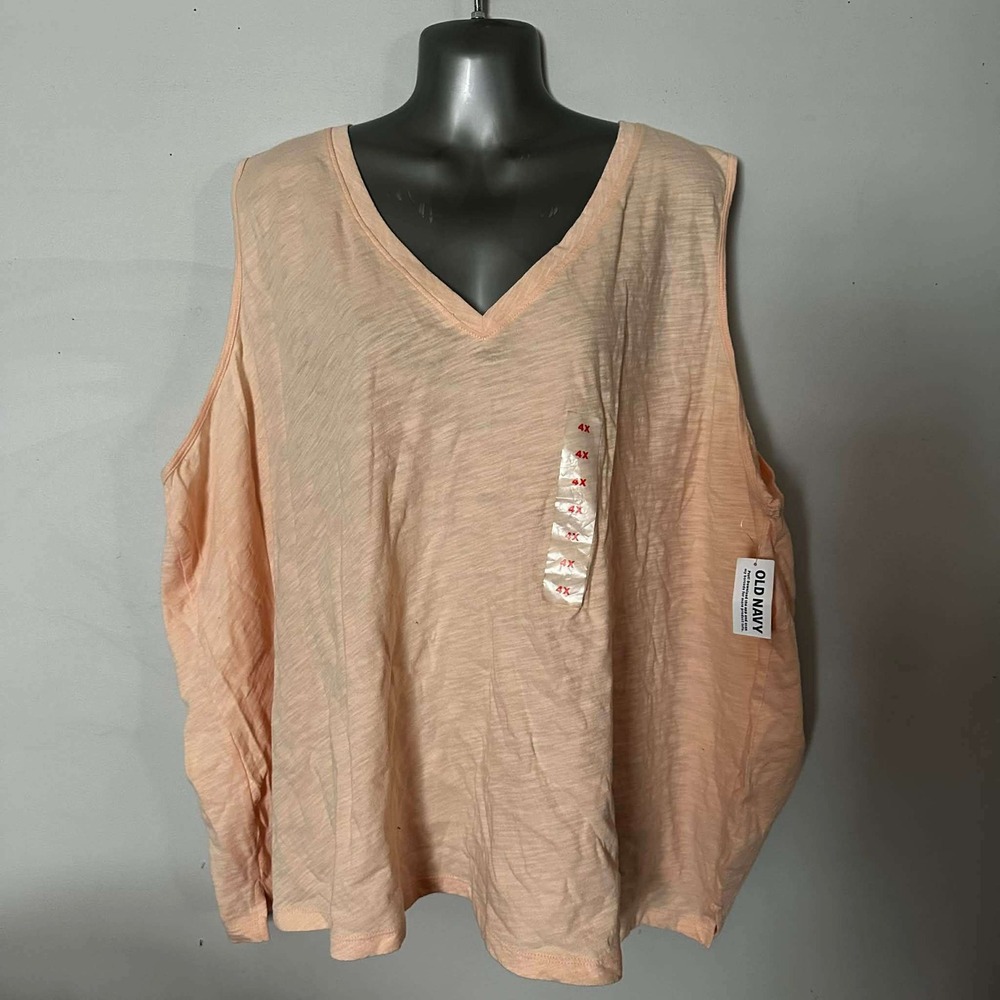 4 PACK! Old Navy Womens Plus Size 4X Peach V-Neck  Knit Tank Top NWT 100% COTTON